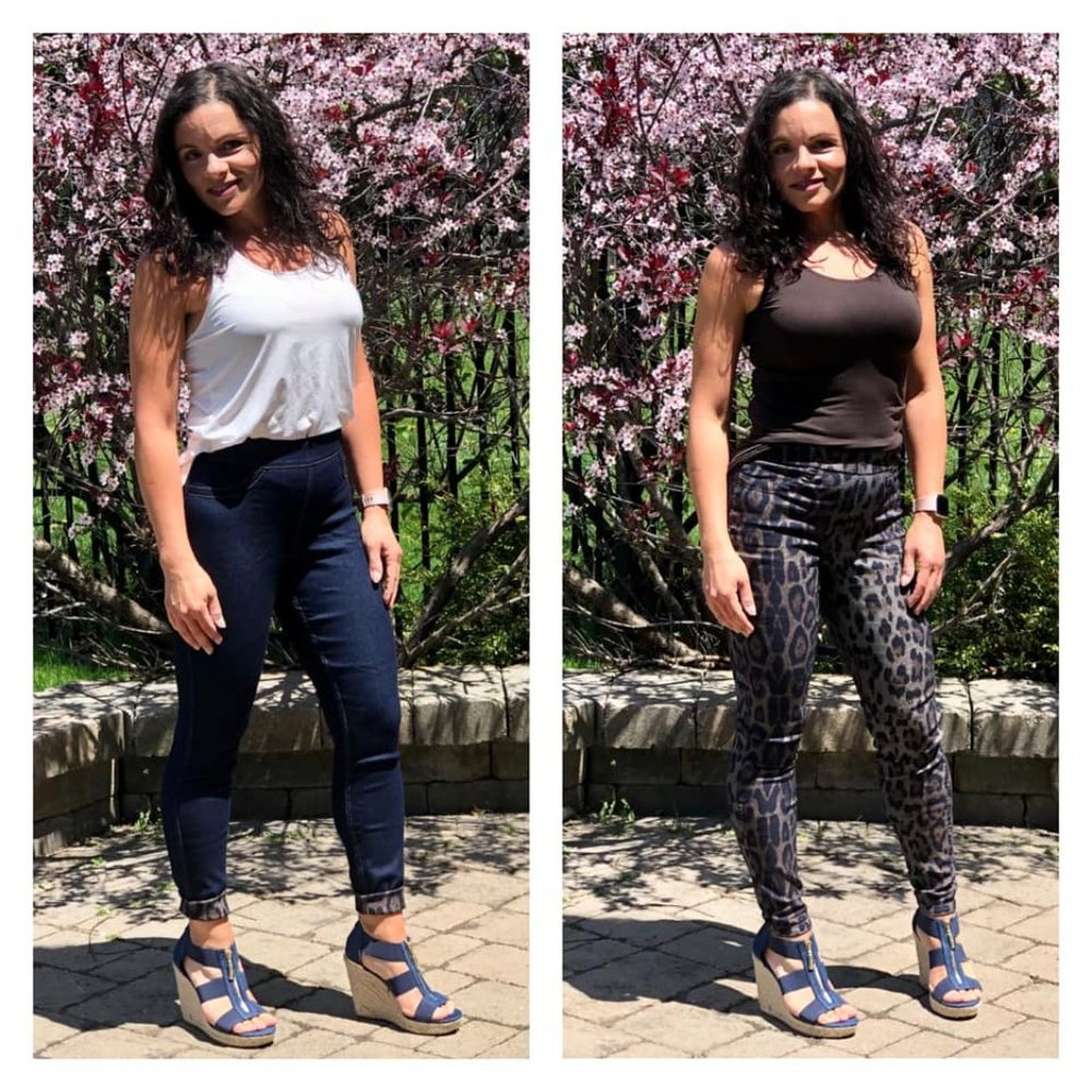 HUE Reversible High Waist Denim Skimmer Animal Pri